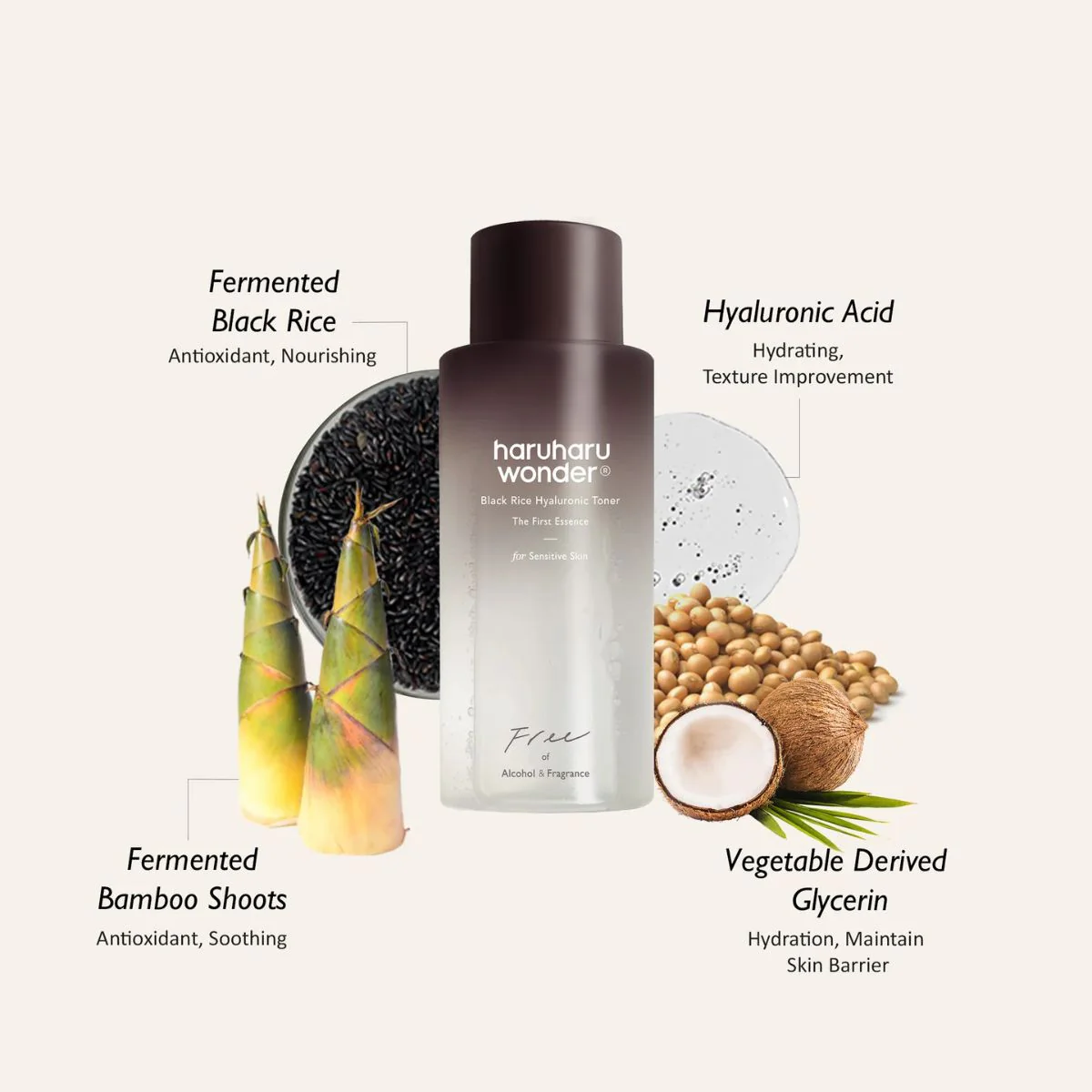 Haru Haru Wonder Black Rice Hyaluronic Toner Free of Alcohol Fragrance 150ml - Image 3