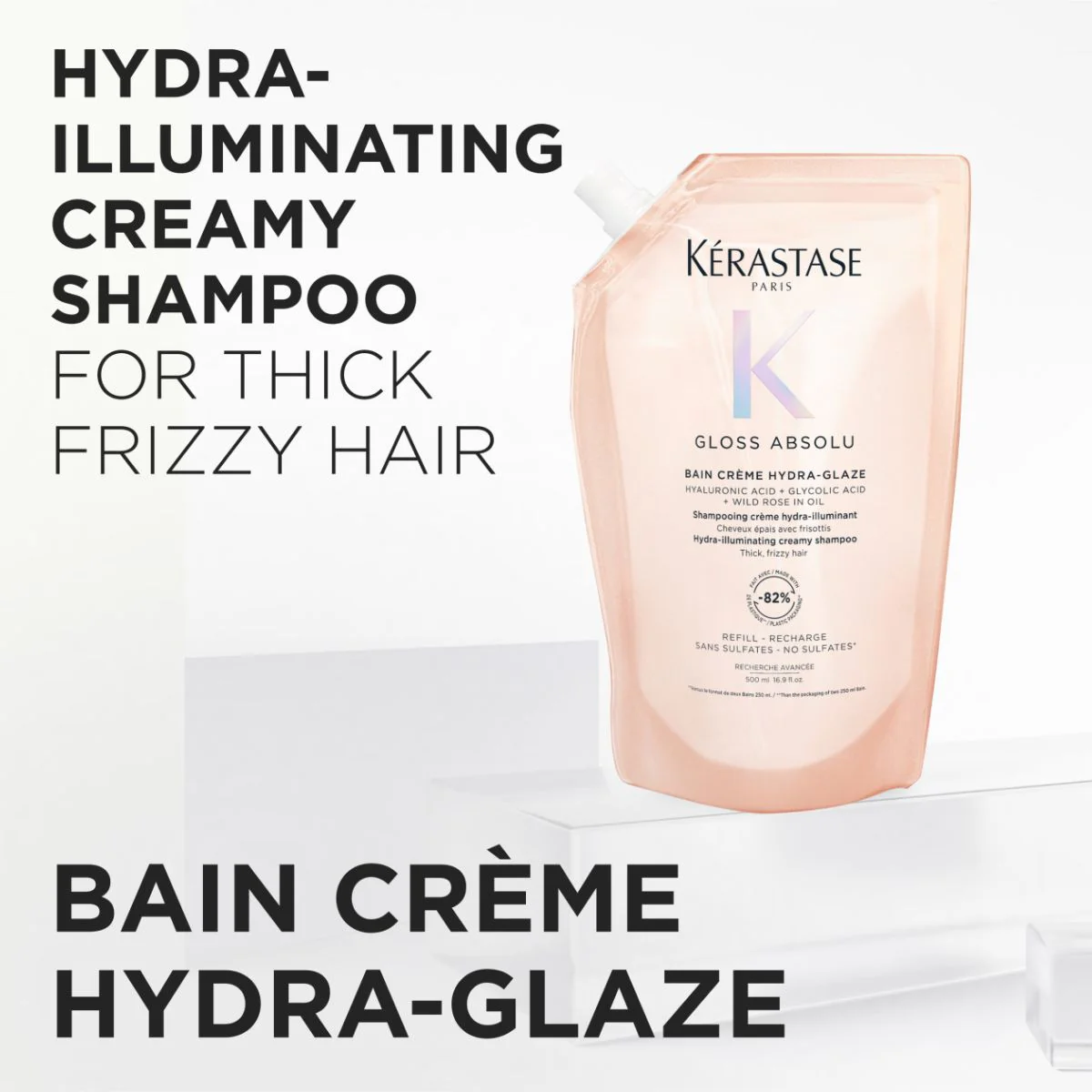 Kérastase Gloss Absolu Bain Crème Hydra-Glaze Shampoo For Thick Frizzy Hair 500ml Refill - Image 2