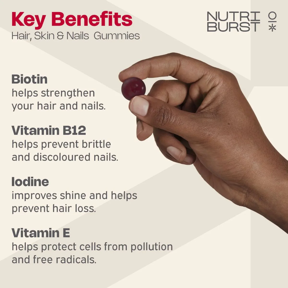 NutriBurst Hair Skin & Nails 60 Gummies - Image 7