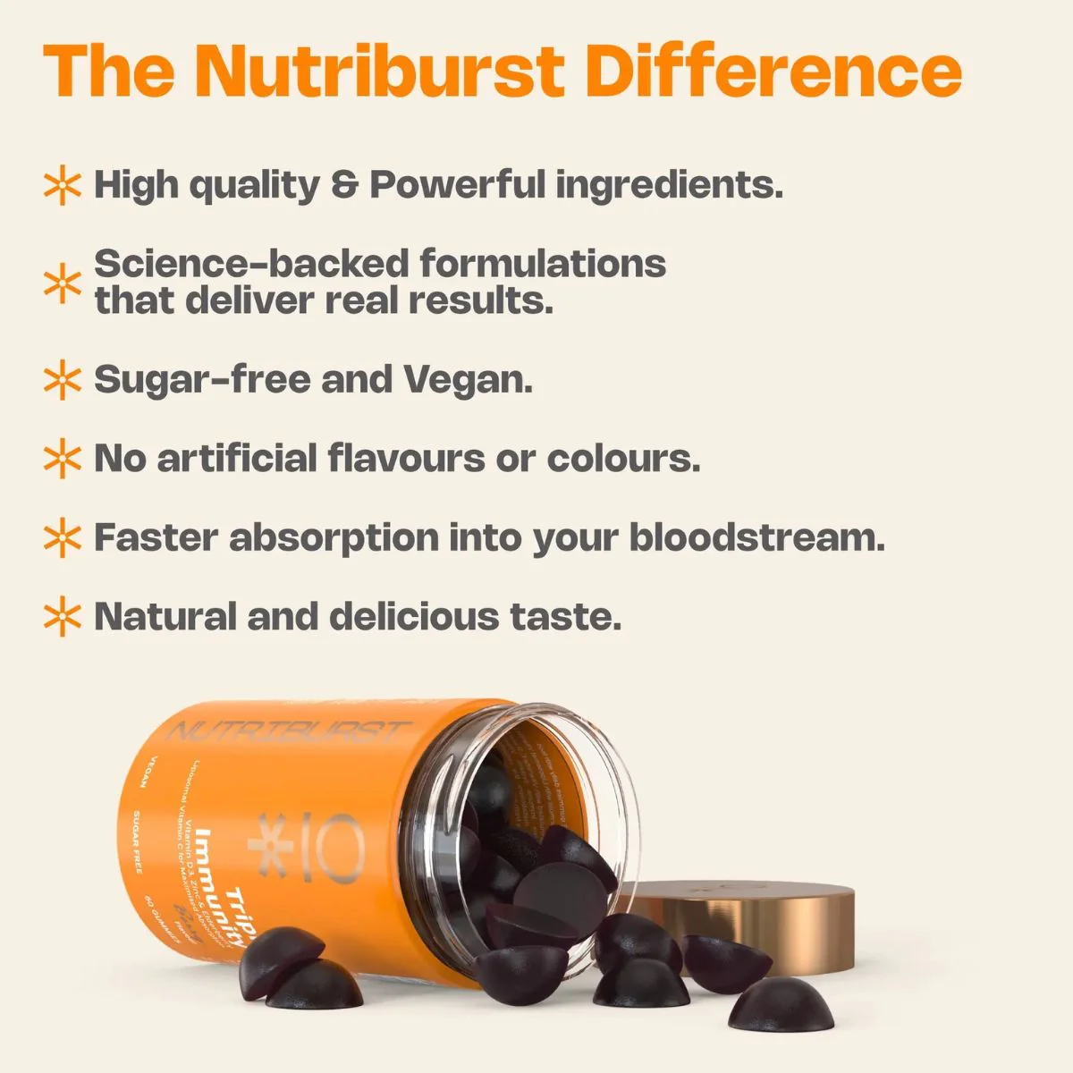 NutriBurst Triple Immunity 60 Gummies - Image 5